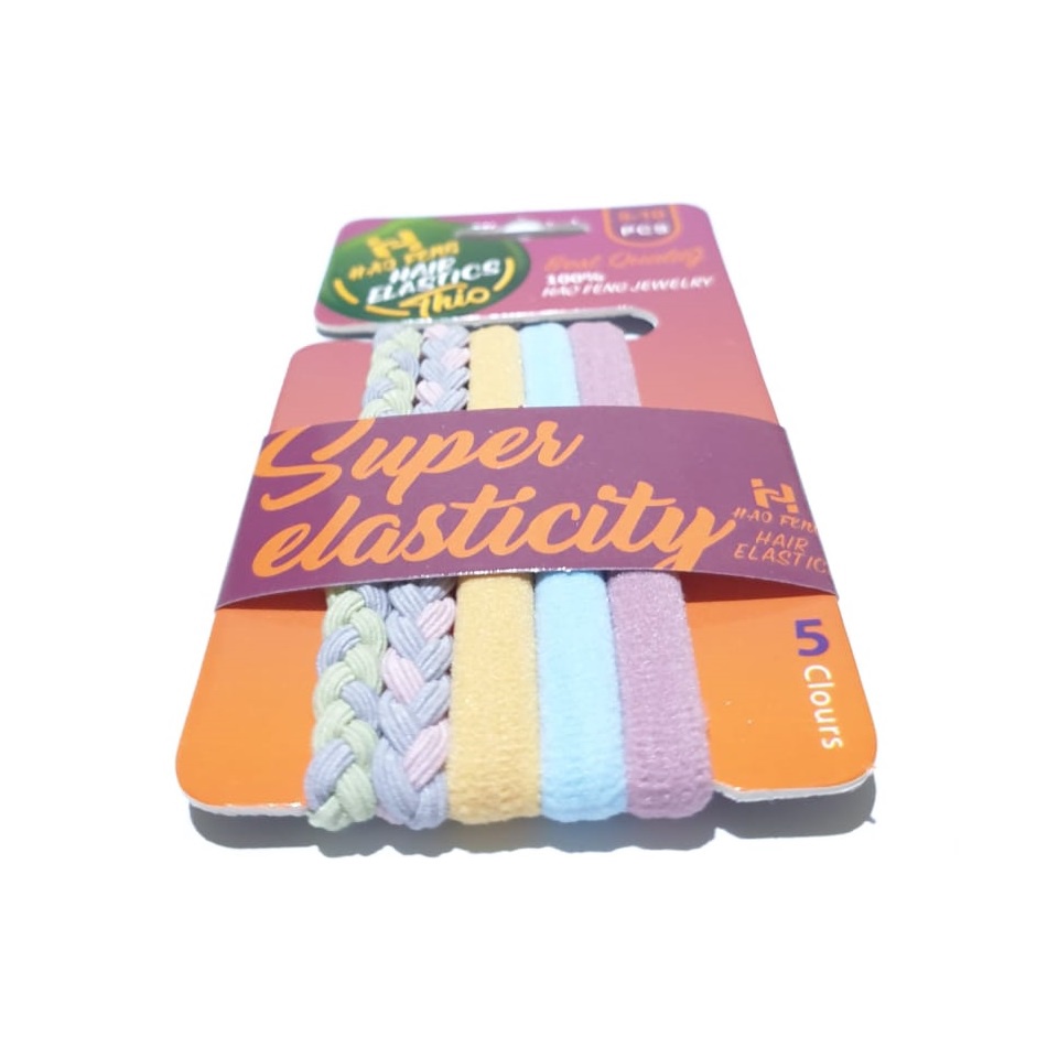 [5pcs] Ikat Rambut Set Premium Ponytail Elastis Gaya Korea &quot;Super Elasticity&quot; Karet Rambut Kunciran