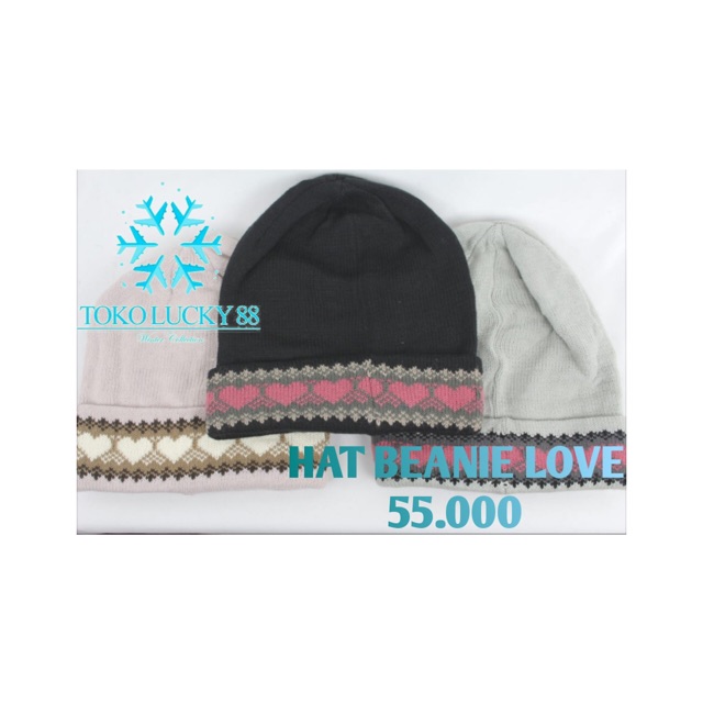 Topi Kupluk Rajut Wool Love Winter Hat Beanie Love