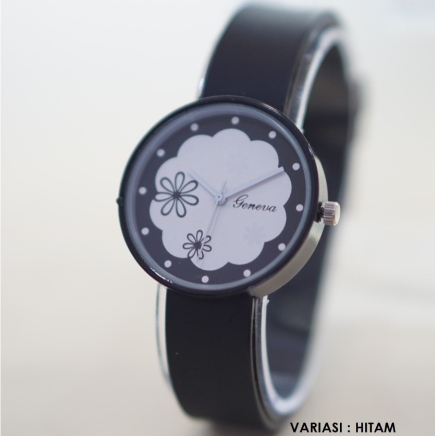 BAJ READY 7 WARNA JAM TANGAN MURAH ORIGINAL GENEVA RUBBER WANITA MOTIF BUNGA GN029 READY 7 WARNA