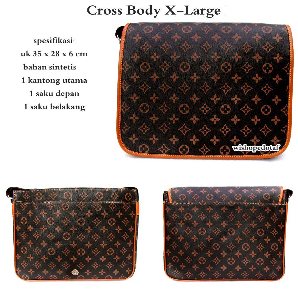 Tas Pria selempang Kulit  Brown Jumbo Crossbody