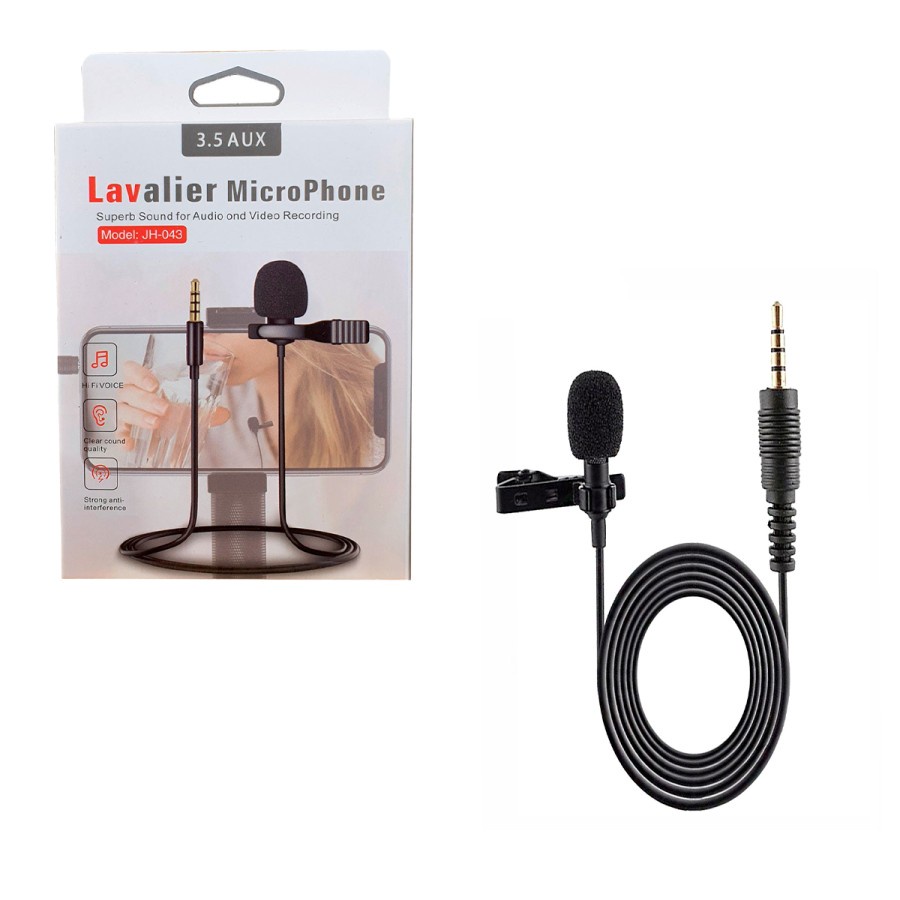 LAVALIER MICROPHONE JH-043 CLIP ON JACK AUX 3.5mm
