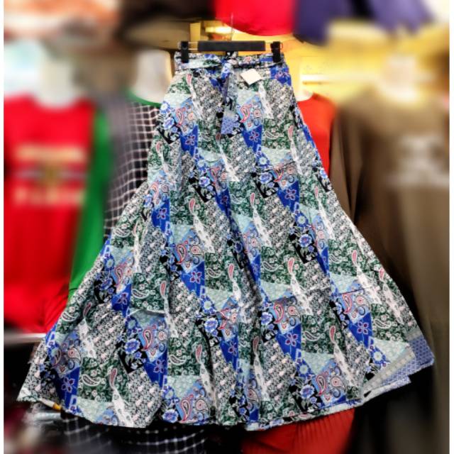 Rok lebar linen motif batek import dubai