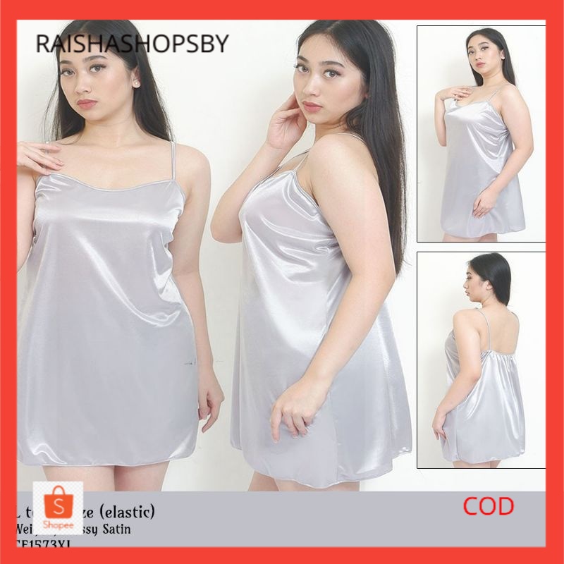 Daster wanita sexy baju tidur satin big size jumbo silver 1573SDR_Xl