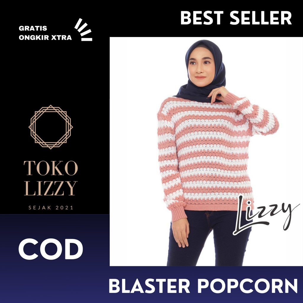 

BLASTER POPCORN CARDIGAN RAJUT WANITA BAJU PAKAIAN CEWEK SWETER SWEATER LENGAN PANJANG LIZZYOUTFIT