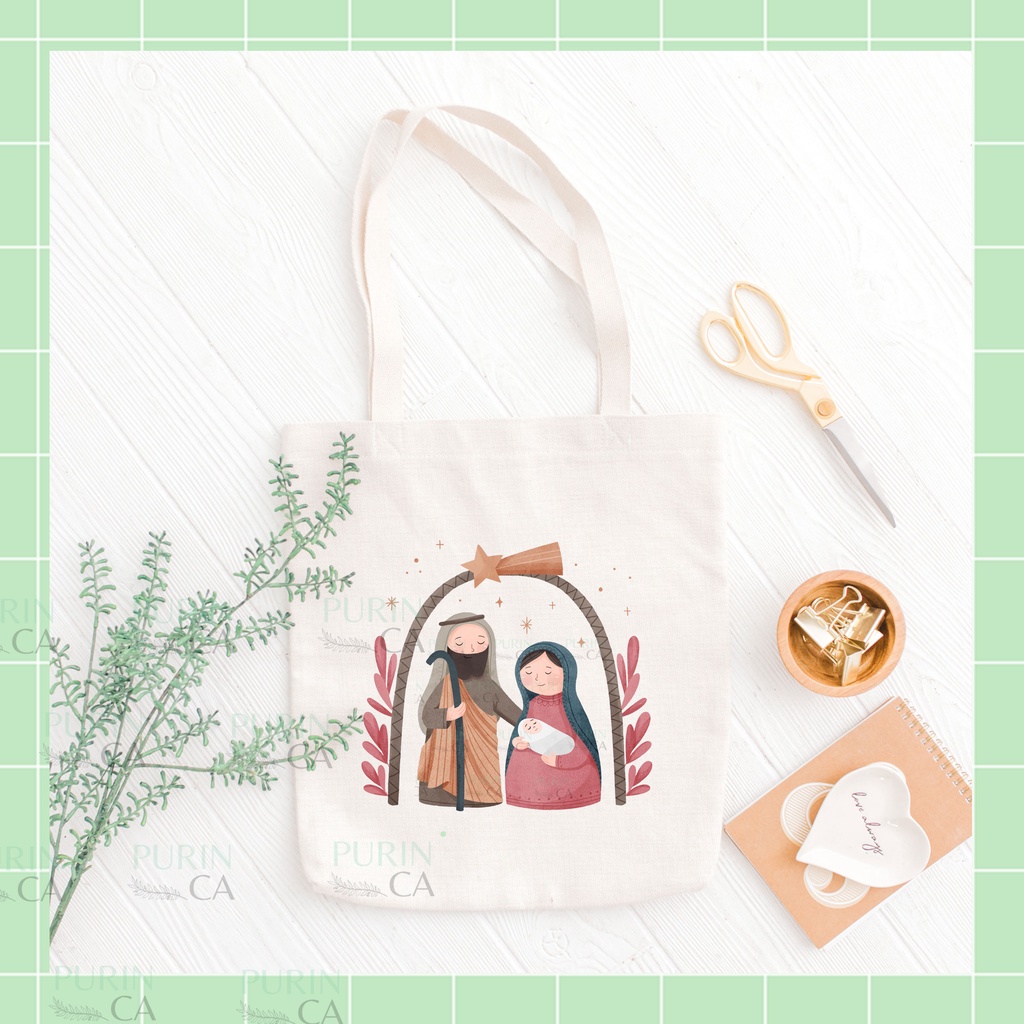 Tote bag Kanvas Gambar CHRISTMAS JESUS BORN NATAL