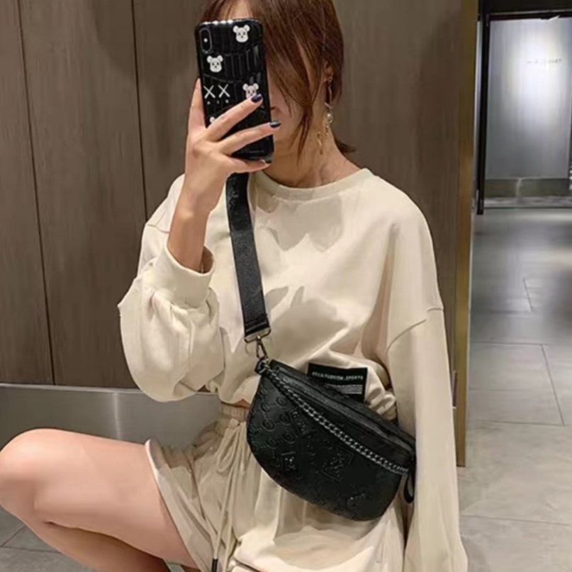 BJ31293 - BEIGE/BLACK TAS PINGGANG WAISTBAG SLINGBAG FLASH SALE IMPORT TAS WANITA FASHION IMPORT MODIS ELEGAN TERMURAH TERLARIS TERBARU BAGSTORE JAKARTA TAS BATAM LT1293 CR7432