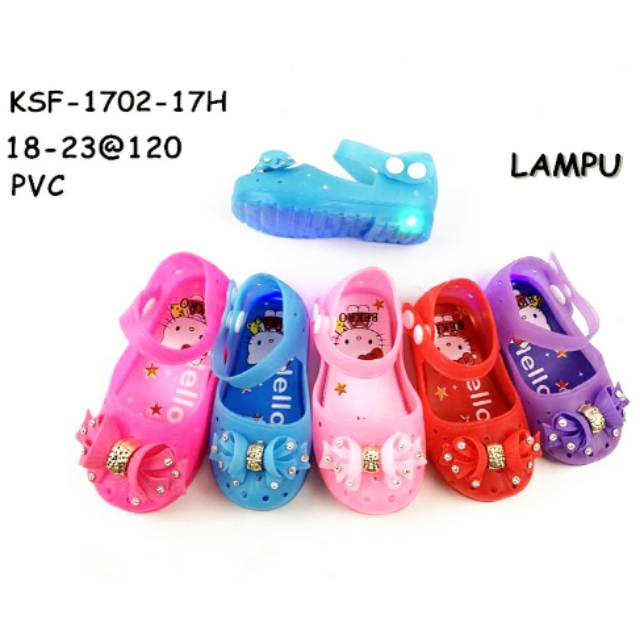 Sun-HKL Sepatu Baby Jelly Led Hello Kitty import