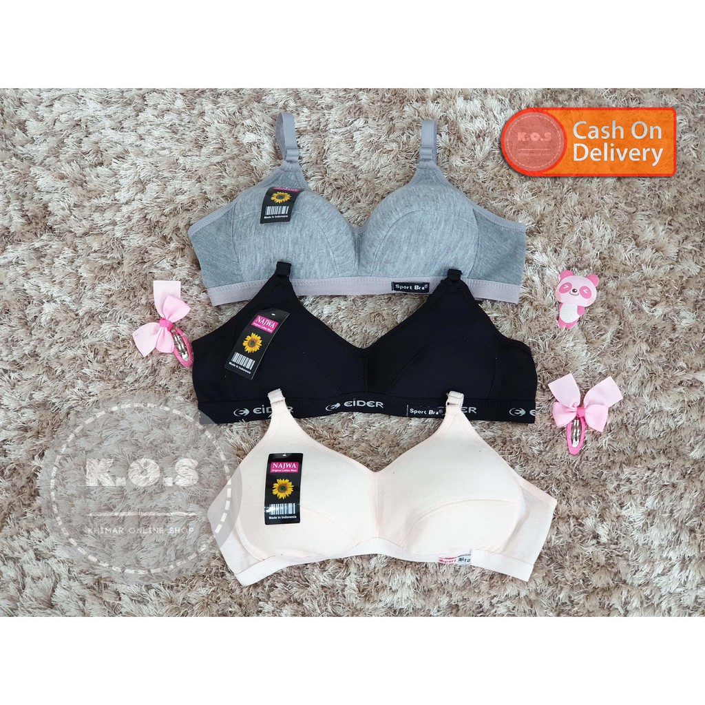 Bra Bh SportBra Remaja Polos Tanpa Busa Tanpa Kawat Size 34-42 Kait 2