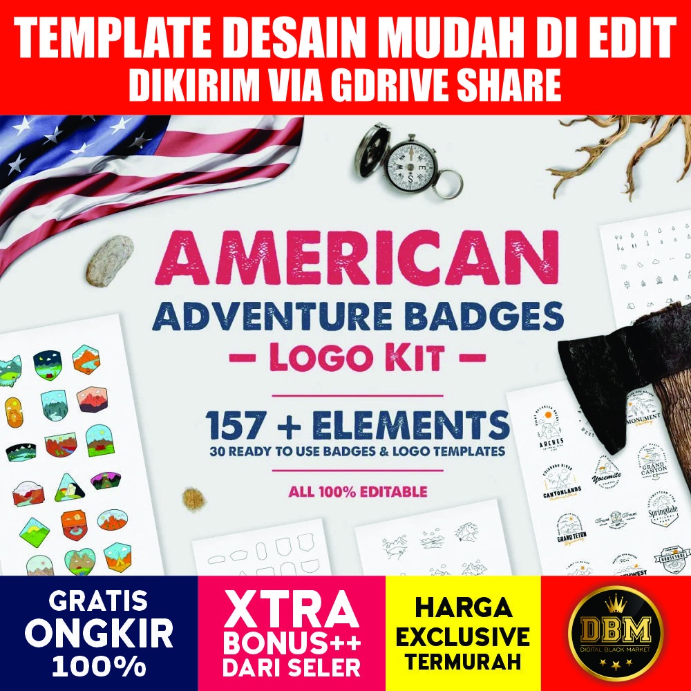 American Adventure Badges Logo Kit - Photoshop &amp; Illustrator