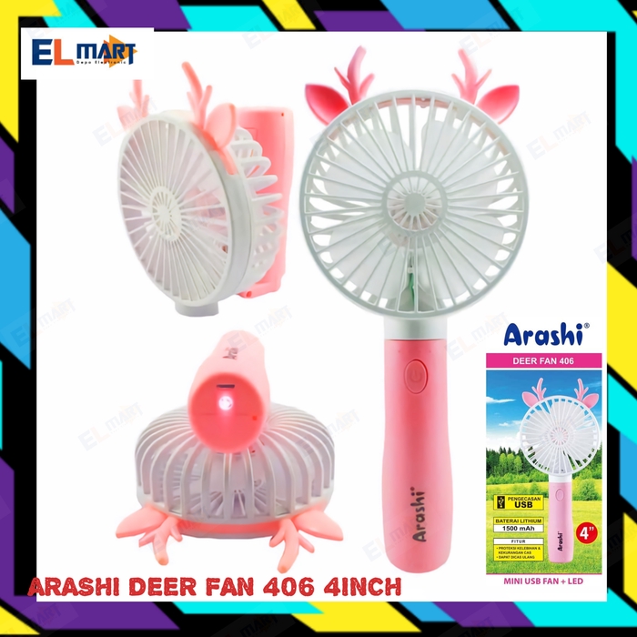 ARASHI Deer Fan  Kipas angin mini portable lipat 4 inch 406