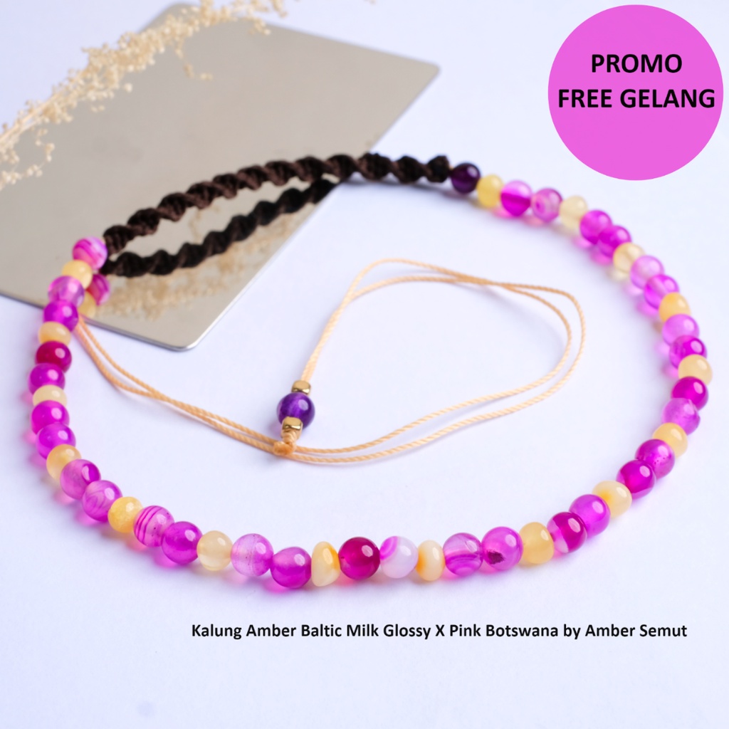 Kalung Amber Baltic Milk Glossy X Pink Botswana (2188)