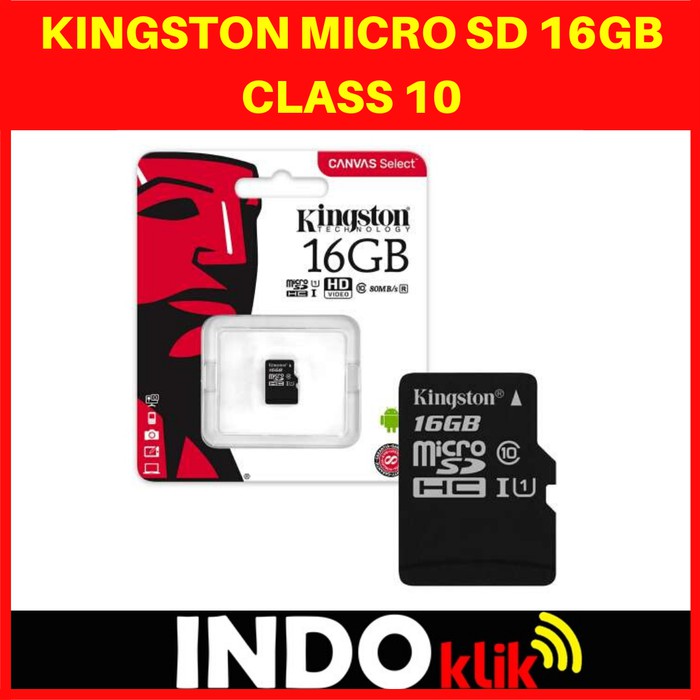 Kingston Micro SD CARD 16GB CLASS 10 ORIGINAL GARANSI LIFETIME