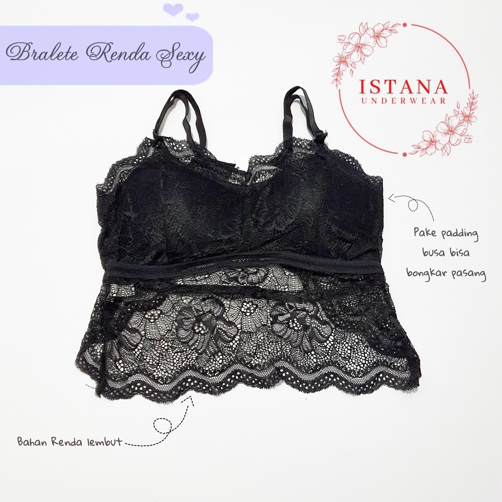 Bra bralette bralet renda sexy lembut pakai padding busa