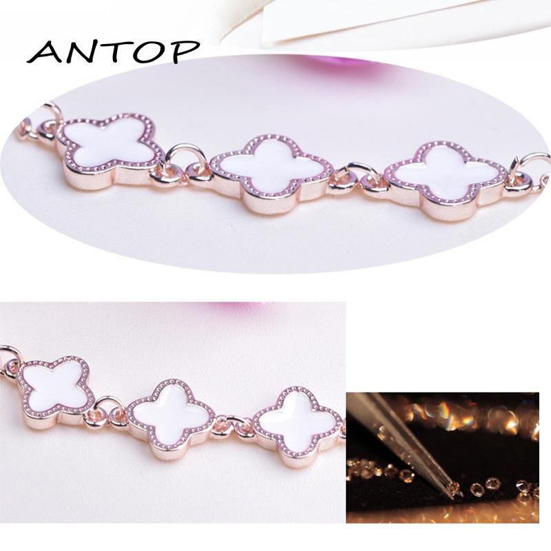 1 Pcs Korean Gelang Titanium Wanita Anti Karat Selamanya Semanggi Berdaun Empat Bracelet ANTOP