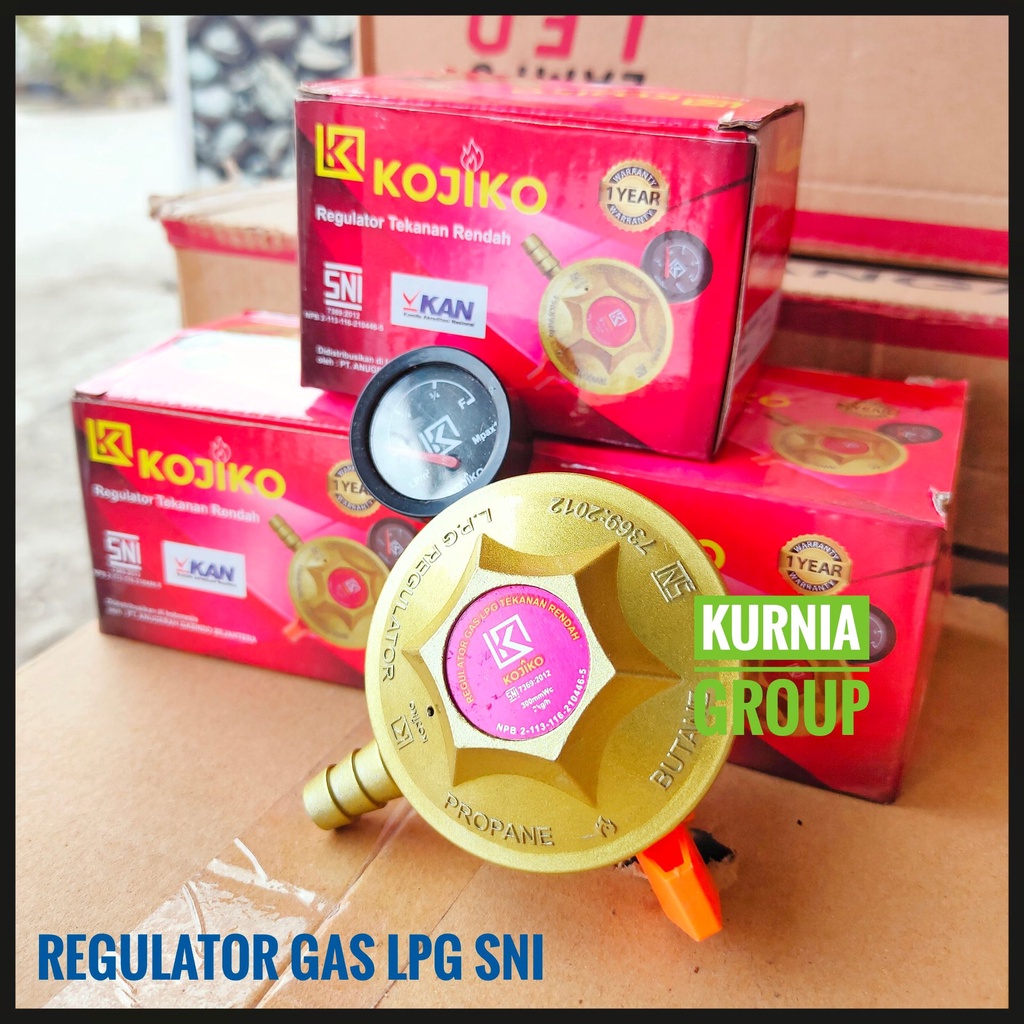 Kepala Regulator Gas KOJIKO + Meter LPG Tabung Gas 3kg 5kg 12kg Elpiji Kompor Gas SNI Anti Bocor Tekanan Rendah Termurah Hemat gas