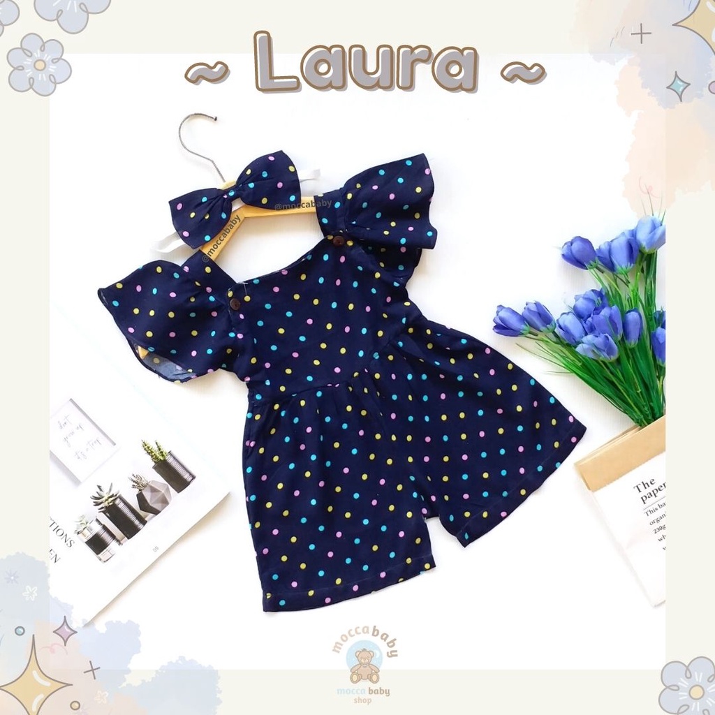 MBSS - BBB JUMPSUIT LAURA setelan anak perempuan jumper bayi motif bunga lucu free headband PART 3