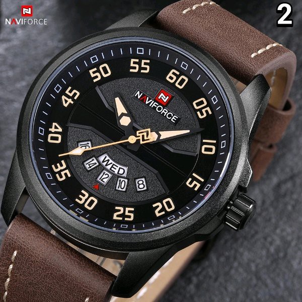 BARU Anti Air - Jam Tangan Pria Original Naviforce Leather Strap by hargajam cowok ori anti air