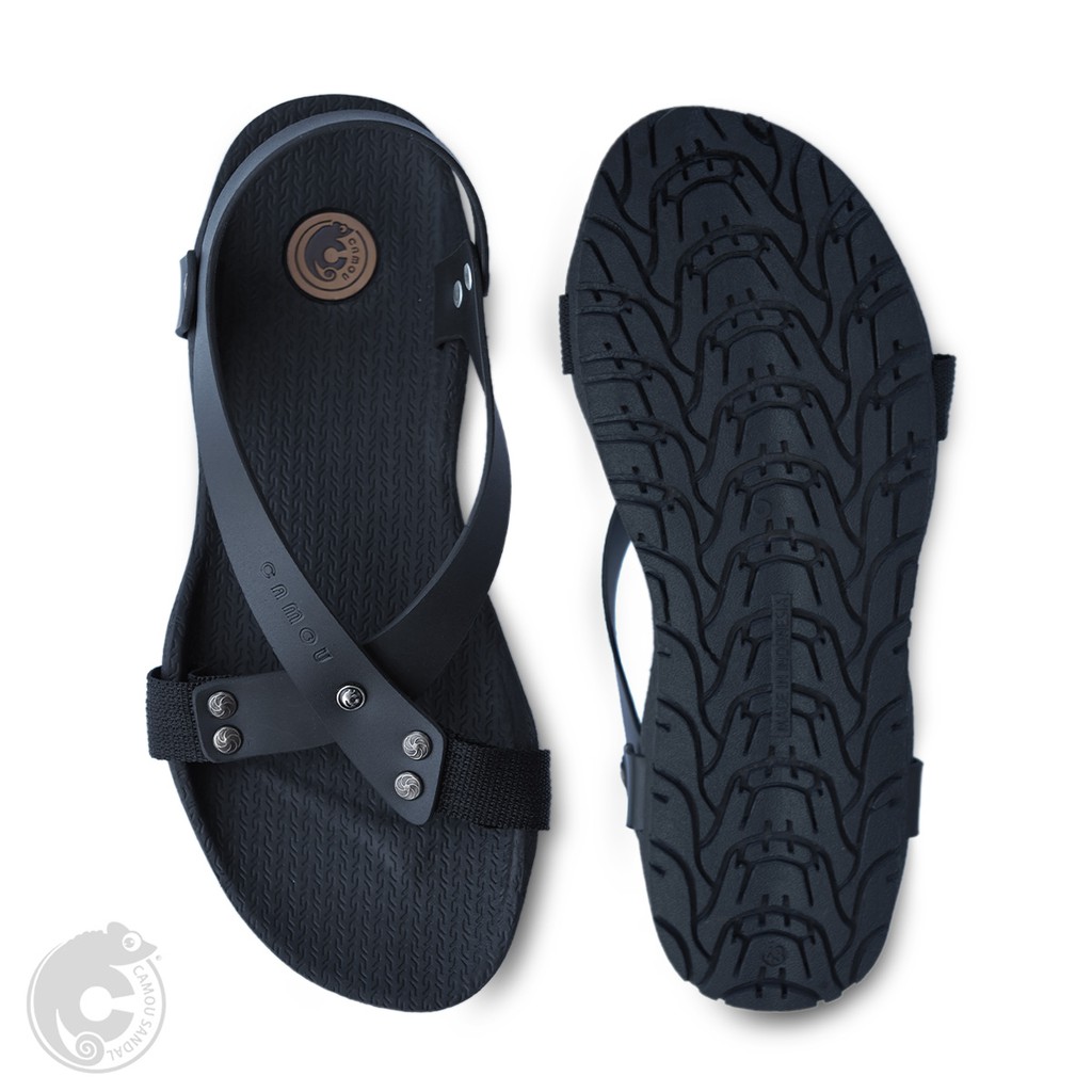 CAMOU - Borneo Black - Sandal Gunung Sandal Tali Pria Anti Slip