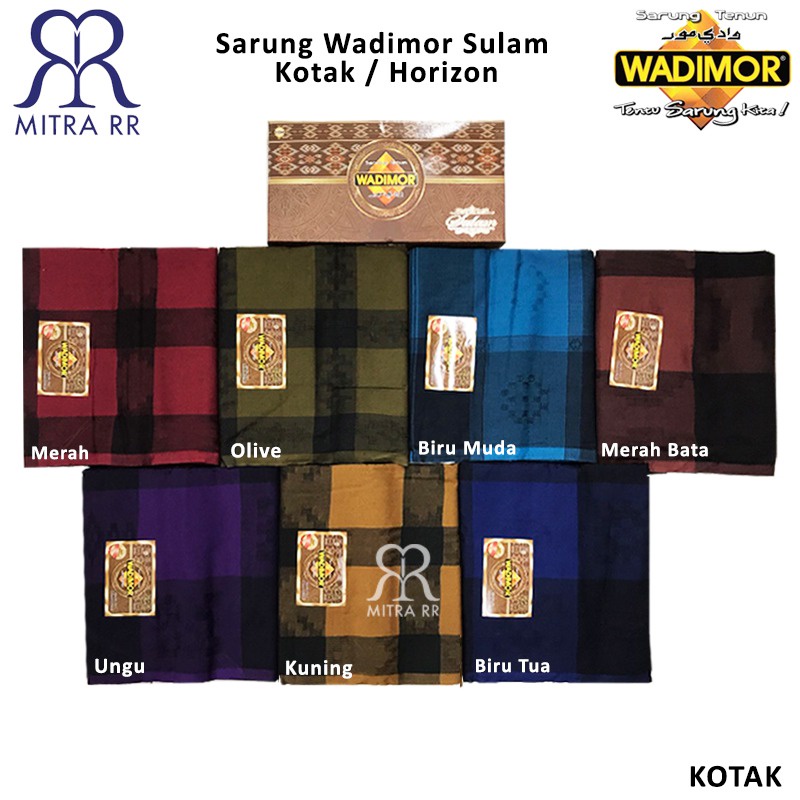 Sarung Wadimor Sulam Motif Kotak / Horizon Garis Sarung Tenun Dewasa Satuan Grosir