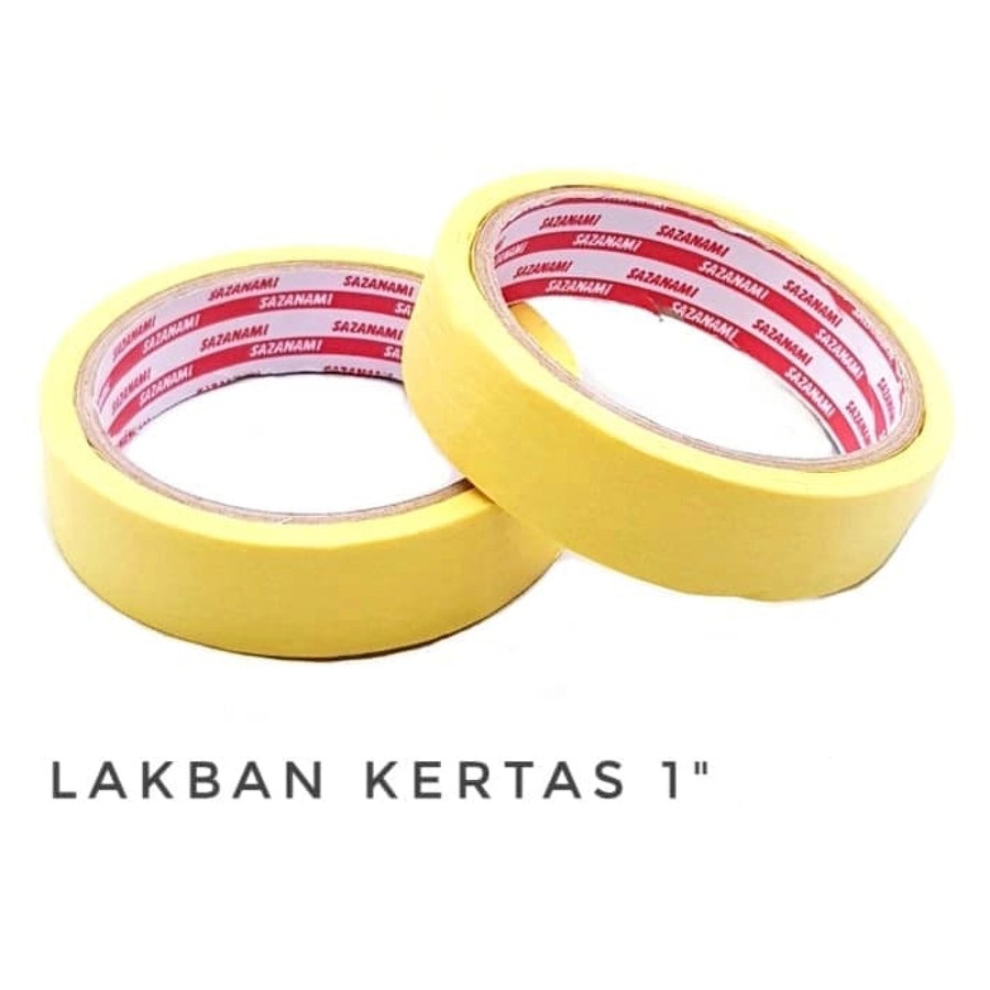 Lakban Kertas  Masking Tape 1 Inch 24mm Isolasi Kertas Kuning Murah