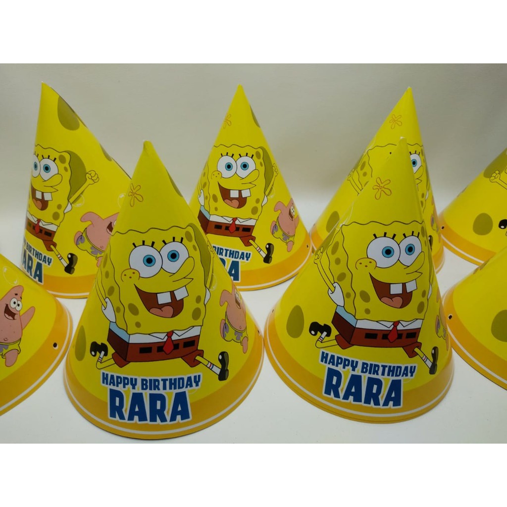 Topi Ulang Tahun Kerucut Karakter Spongebob Squarepants / Topi Ulang Tahun Spongebob