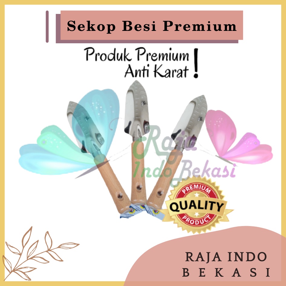 Rajaindobekasi Sekop Stainless Steel Aluminium 26 Gagang Kayu Sekop Tanaman Berkebun Besi Home Gardening Sekop Besi Mini Gagang Kayu Anti Karat Tebal Kokoh Berkualitas