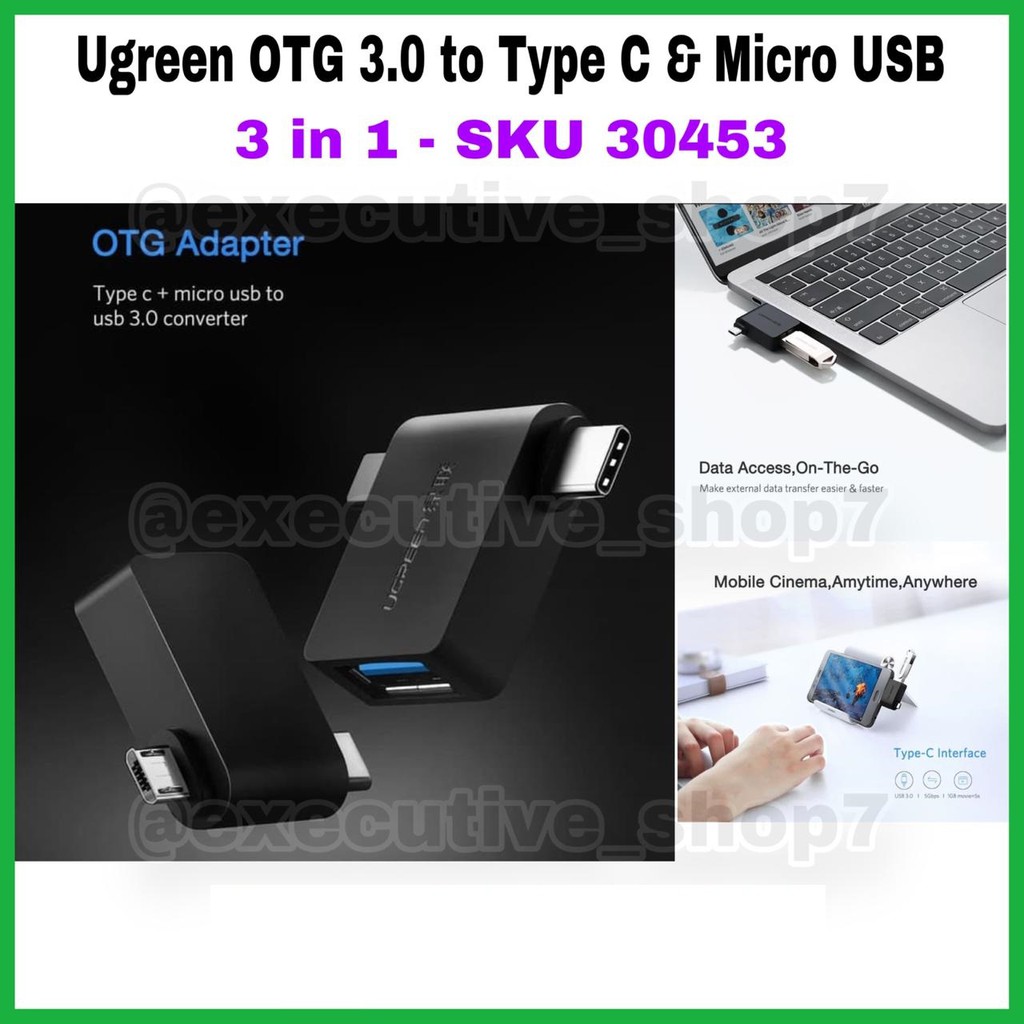 Ugreen OTG 3.0 to Type C &amp; Micro USB 3 in 1 SKU : 30453