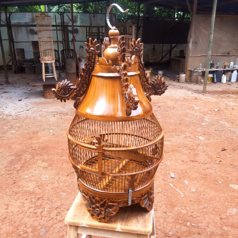 SANGKAR BURUNG PERKUTUT/ sangkar perkutut ukir naga kayu jati/ sangkar ukir jepara