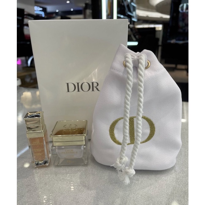 Dior Prestige Set isi 3 ( serum micro huile de rose 10ml + la creme 15ml + pouch string )