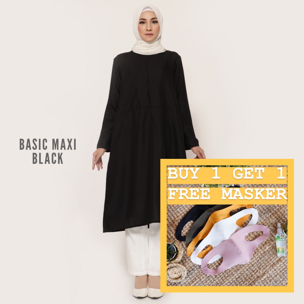 Basic Maxi Baju  Tunik Atasan  Wanita  by FEMINE Shopee  