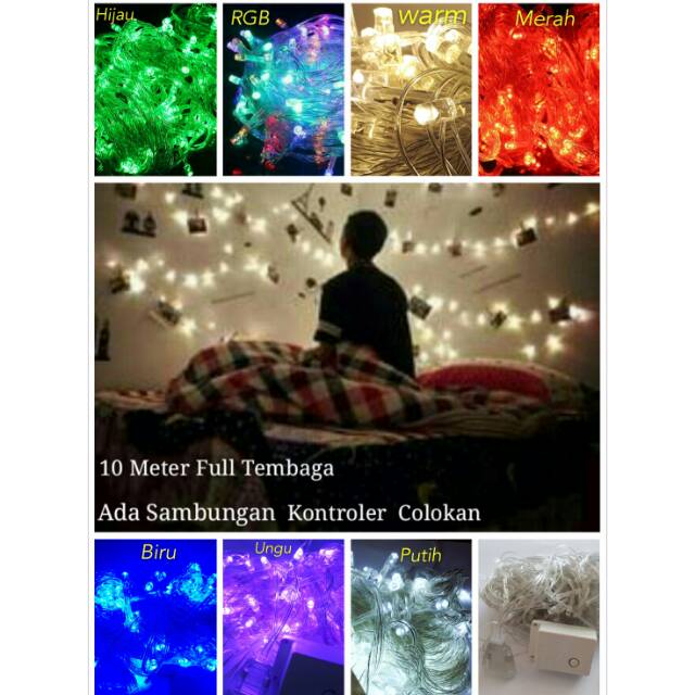  Lampu Tumblr Lampu Hias Lampu Natal Agustusan 100 LED 