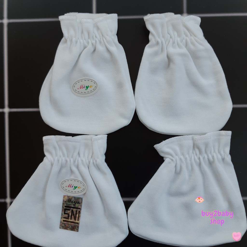 Sarung tangan dan kaki bayi newborn MIYO Premium Pearl White 1 PCS