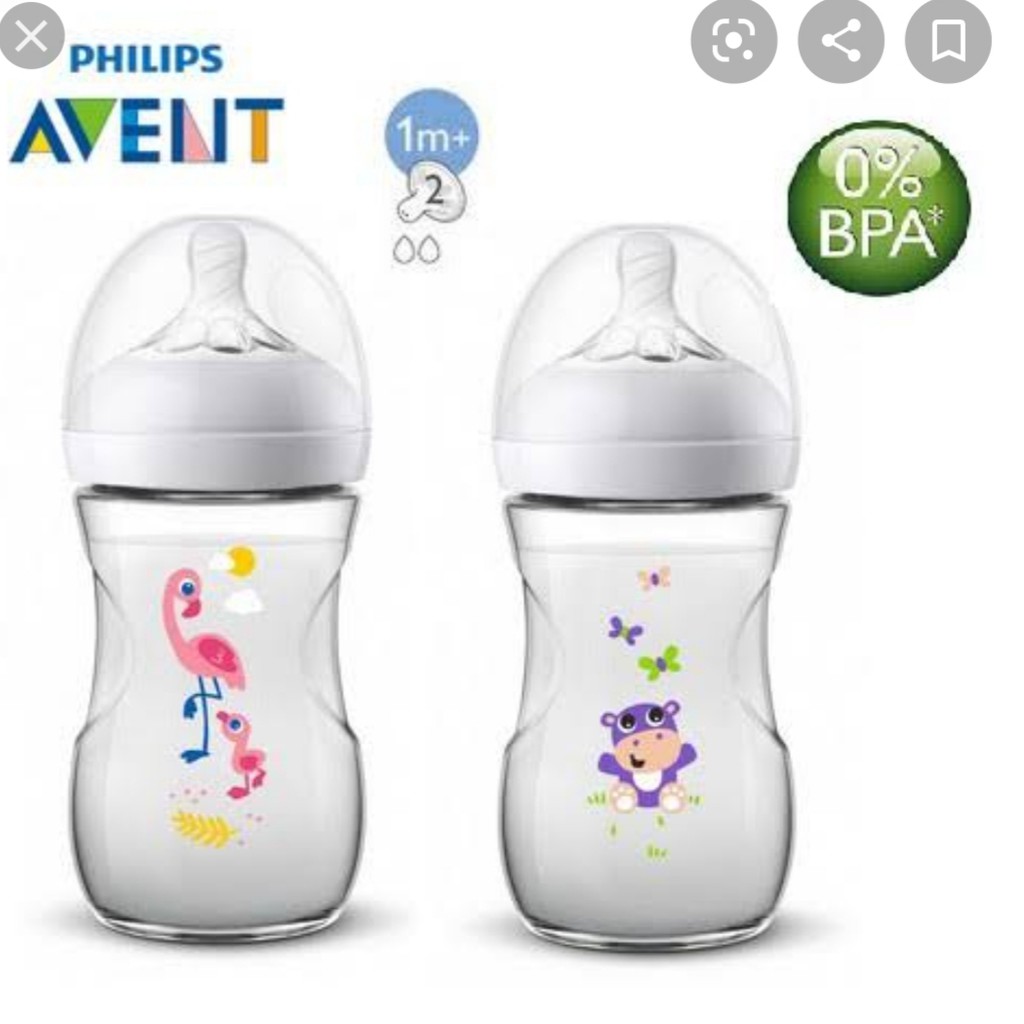 Botol Susu Philips Avent Natural Deco 260ml Pink Blue Philips Avent Wide neck 260ml motif / Botol Avent Natural 260ml