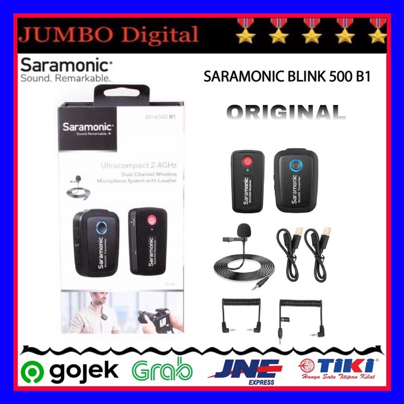 MIC SARAMONIC BLINK 500 B1 DUAL-CHANNEL WIRELESS MICROPHONE CLIP ON MIC KAMERA HP LAPTOP DAN LAINNYA