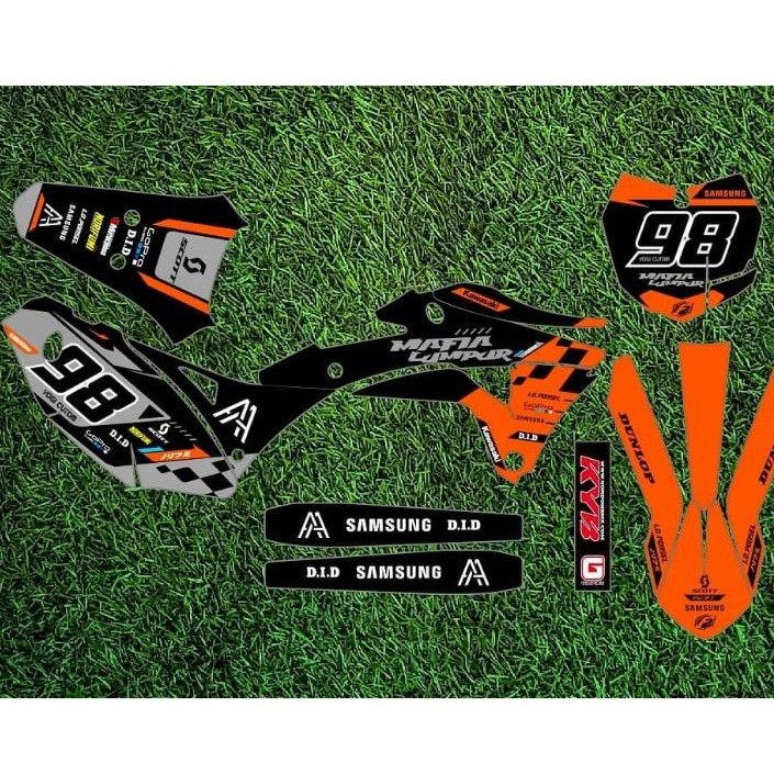 Decal Klx Gordon hitam Orange ktm