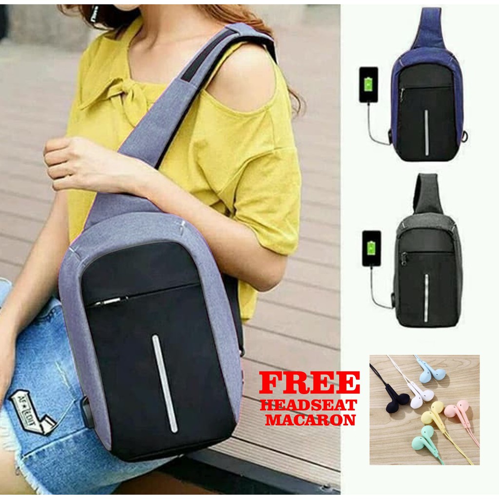 Tas Selempang Pria Kanvas Tebal Import Original Besar sling bag