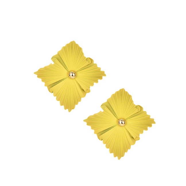 LRC Anting Tusuk Fashion Alloy Square Flower Earrings F78839