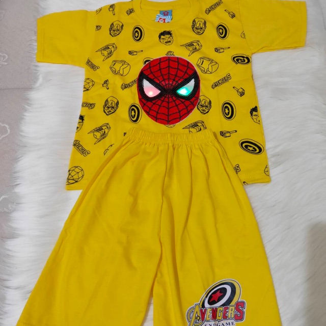 SETELAN LED SPIDERMAN CAPTAIN IRONMAN AVENGERS KAOS LED LAMPU NYALAH KELAP KELIP KATUN TEBAL HALUS