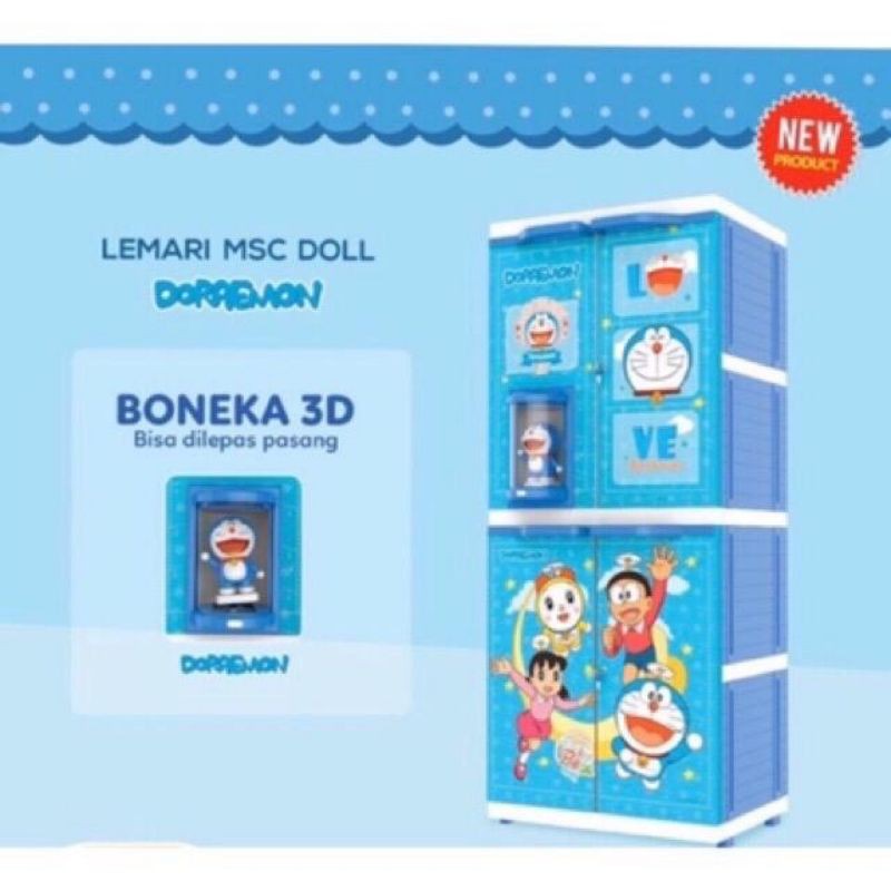 LEMARI PLASTIK NAIBA DOLL 3D HELLOKITTY DORAEMON KARAKTER 9284 / 9254