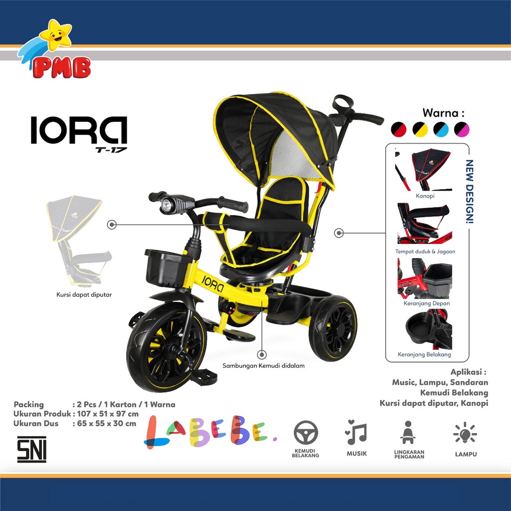 PMB IORA T-17 Sepeda Roda Tiga Anak Tricycle T17