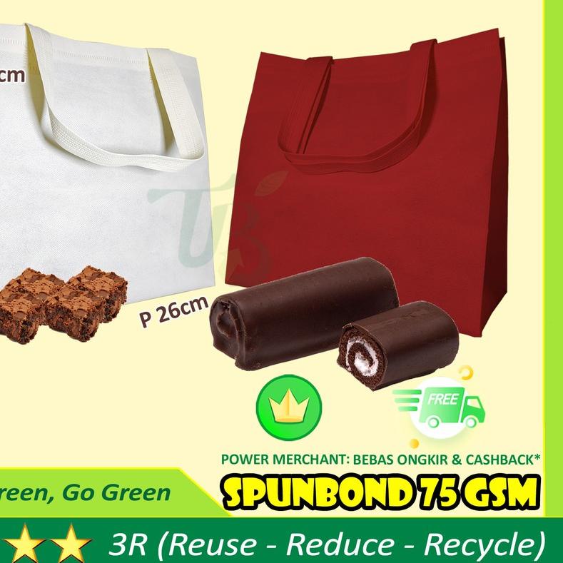 

TAS KUE BROWNIES BOLU 26x13cm NASI BENTO KUE KOTAK SPUNBOND GOODIE BAG BUKAN PAPER BAG