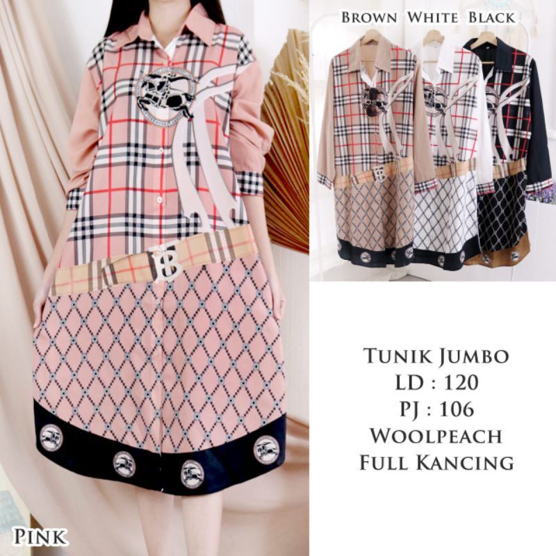 Baju Tunik jumbo Burberry kotak