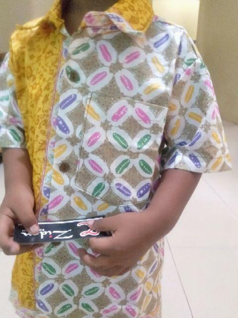 Seragam Batik Anak Kemeja Batik Hem Anak Pria  Motif Kawung