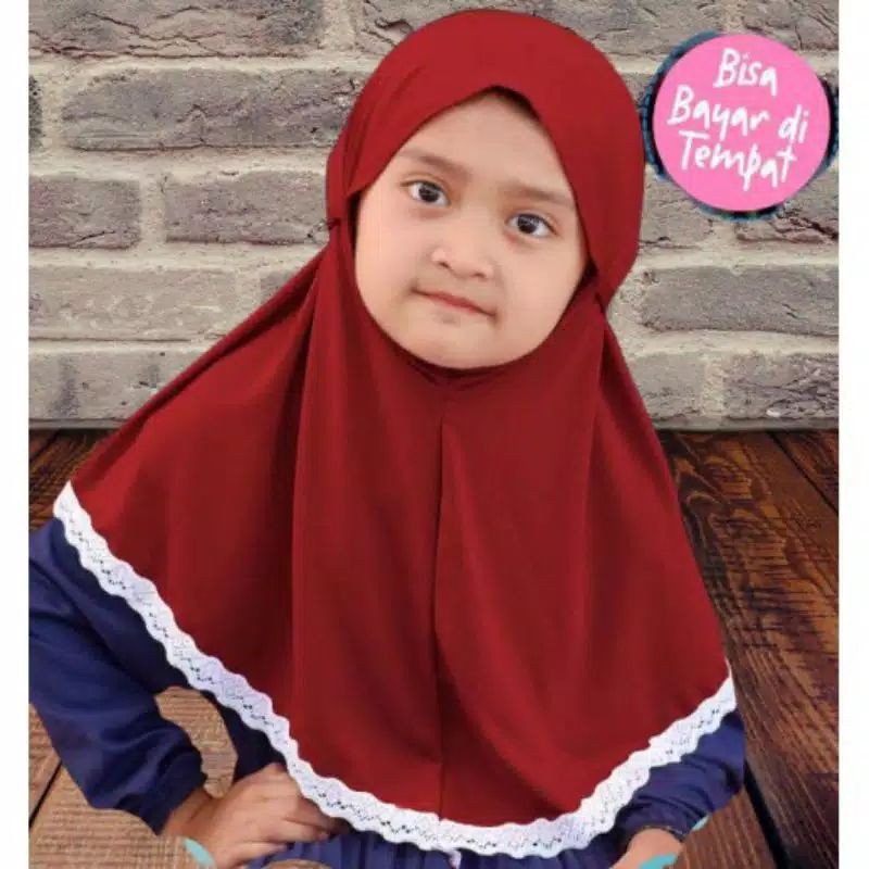 Bergo fatimah renda bawah kids