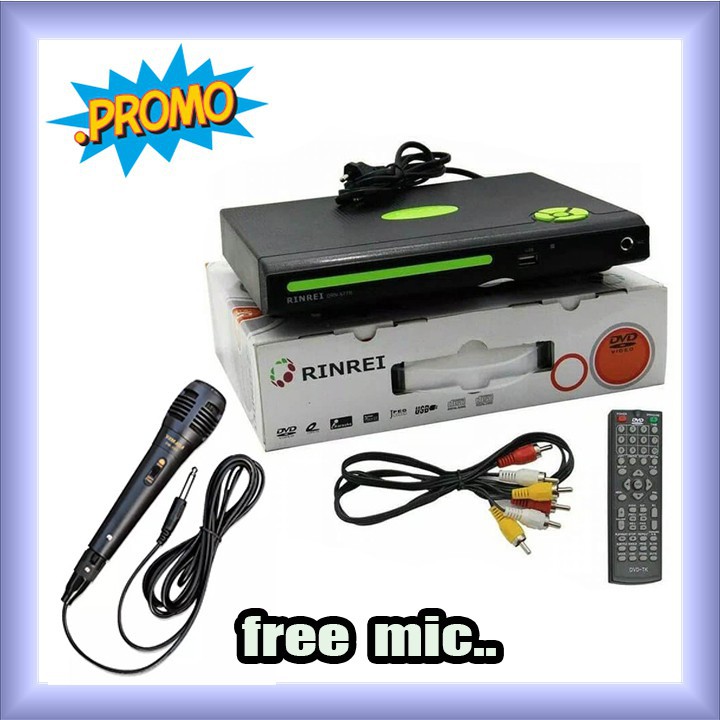 DVD Player Rinrei - Optik Samsung / USB  + Free Microphone buat karaoke joss