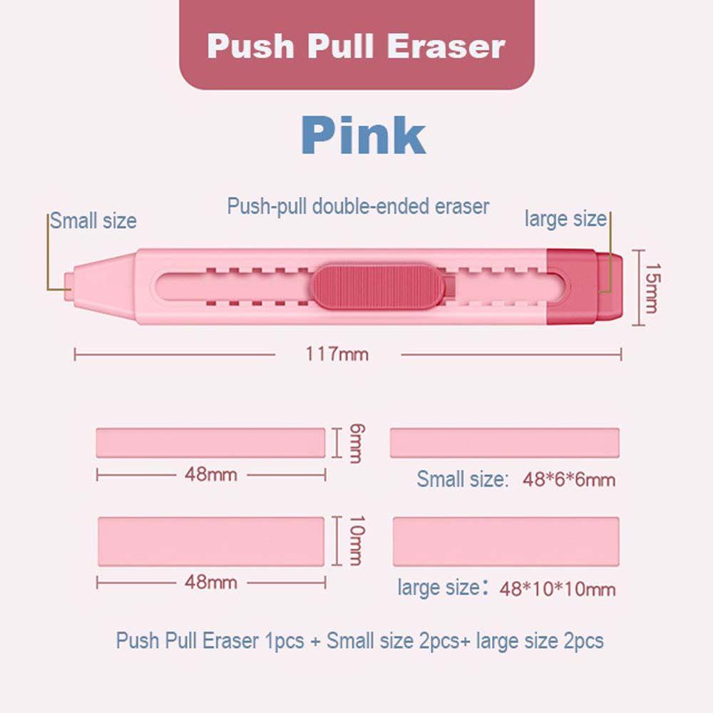 Mxbeauty Push Pull Eraser Anak Kawaii Retractable Sliding Dengan Karet Refill Alat Tulis Kantor