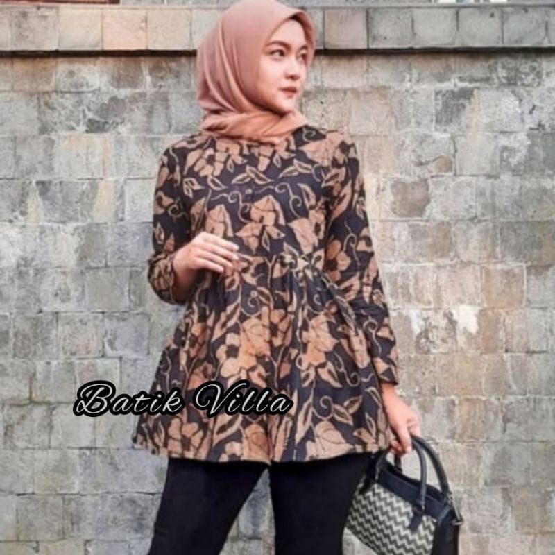 tey-17 Batik wanita ASJ SA HRB026 Kenongo Kemeja Tosca Pendek-I