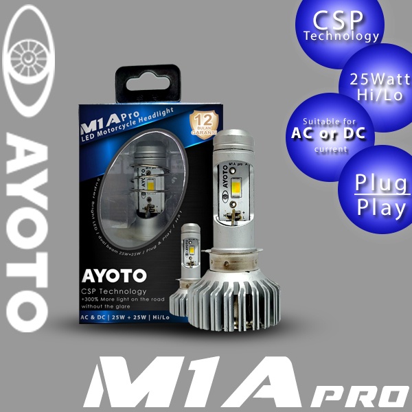 Lampu LED Motor Utama SOKET T19/H6 Arus AC DC Ayoto M1A PRO KP Bebek MatiK