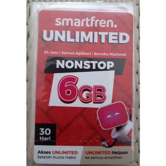 Voucher smartfren 6gb + 15 gb nonstop unlimited 30hari