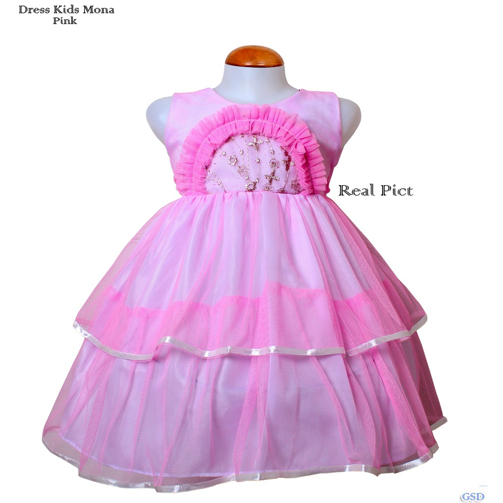 Dress Kids Mona/Baju Anak Perempuan Motif Brukat/Mini Dress / Terusan Dress Umur 3-5 Tahun